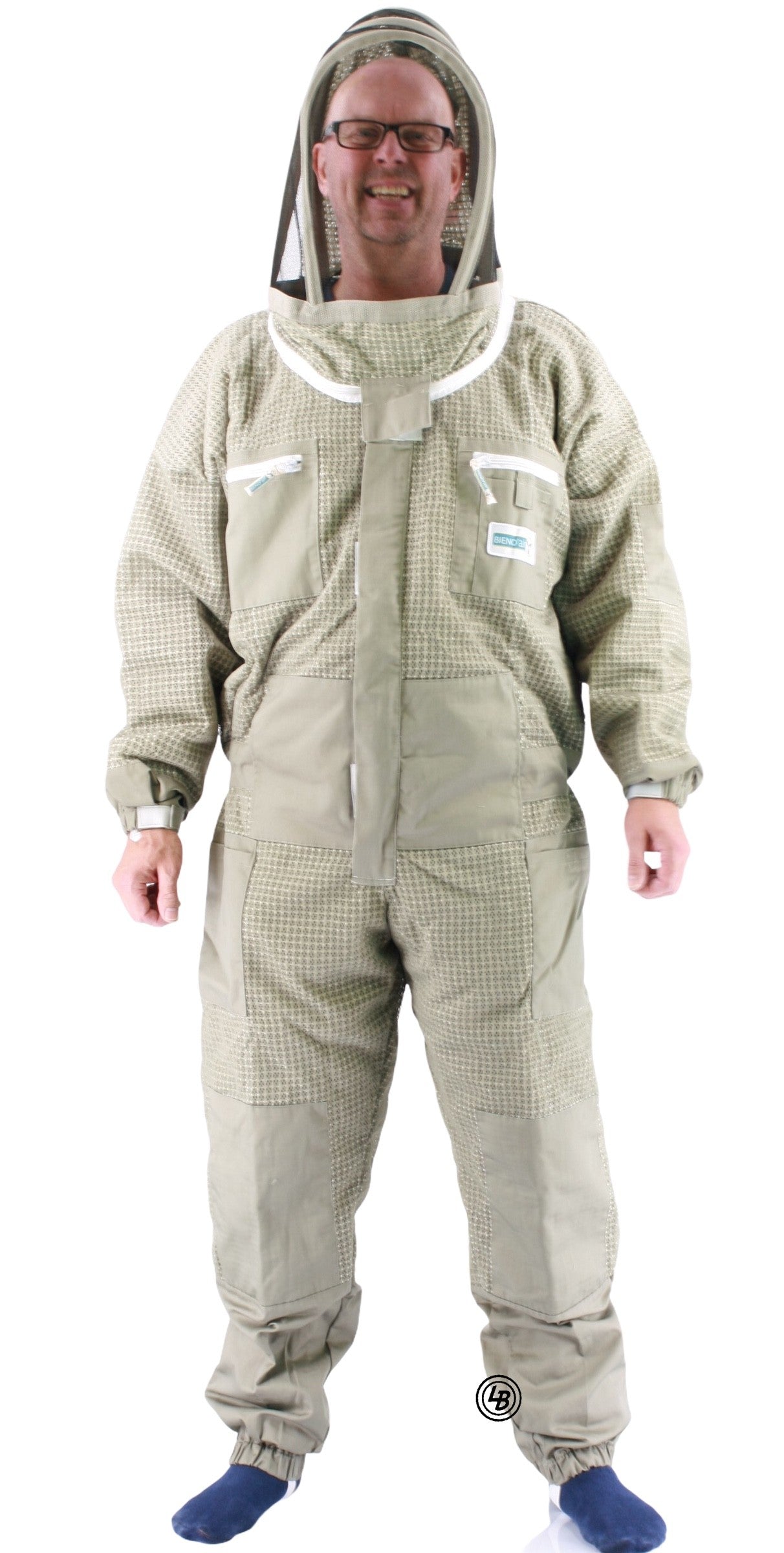 Ventilerad dräkt khaki med huva Strl XL
