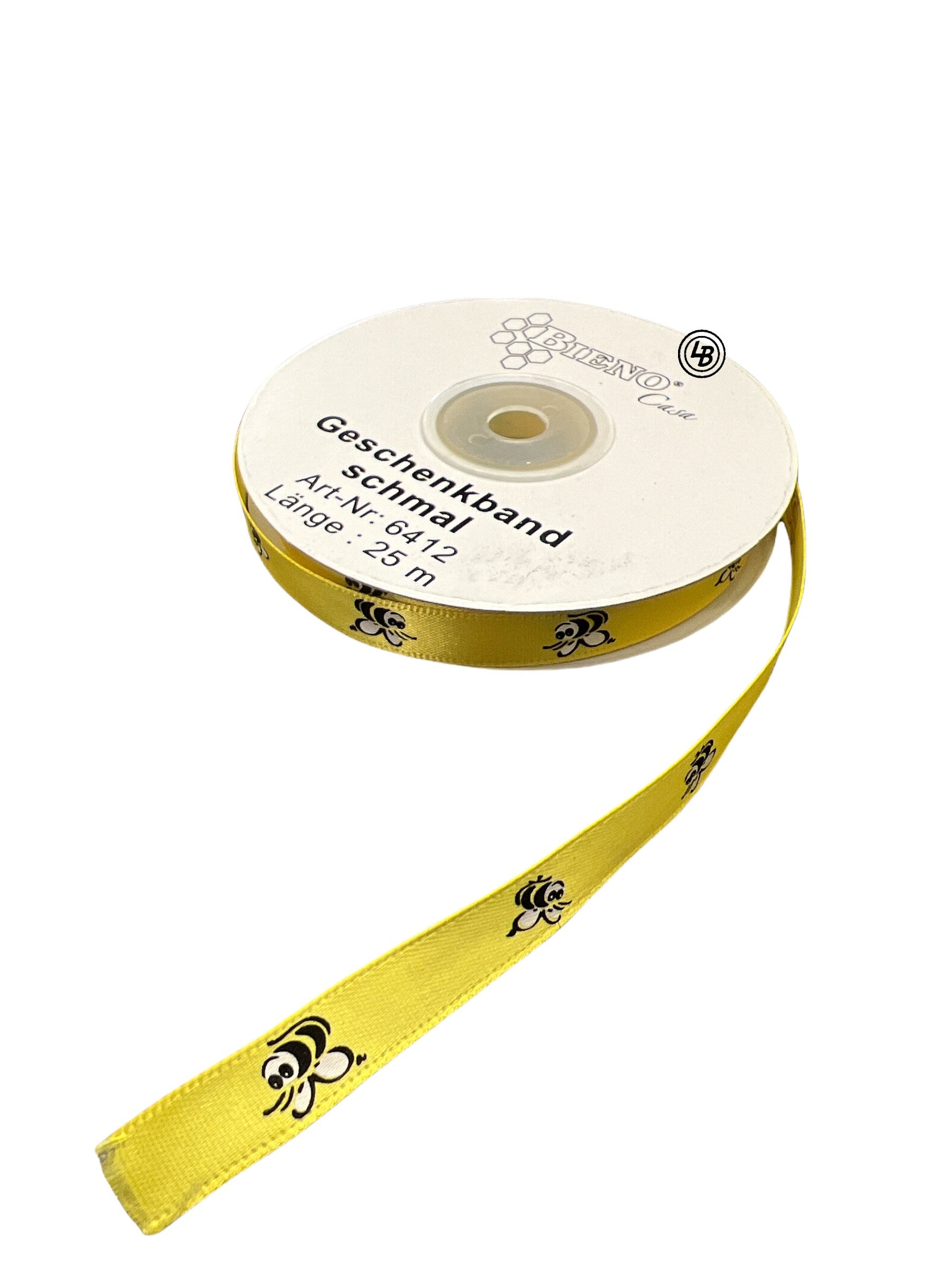 Tygband med bimotiv, 10 mm bred, Rulle med 25 m