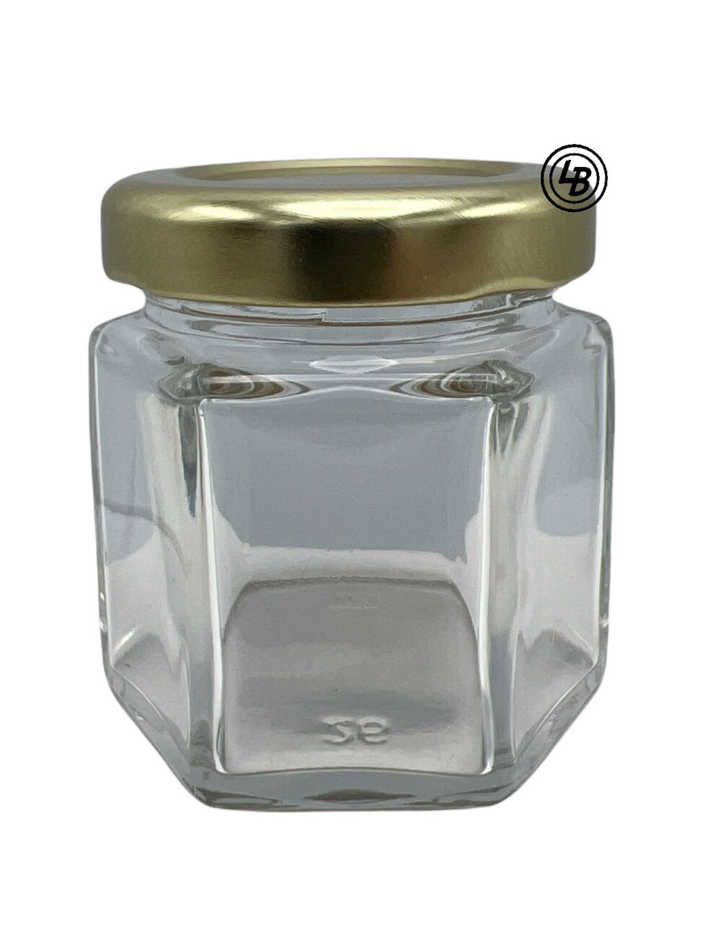 Glas 6-kant 45 ml med 43mm guldlock