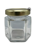 Glas 6-kant 45 ml med 43mm guldlock