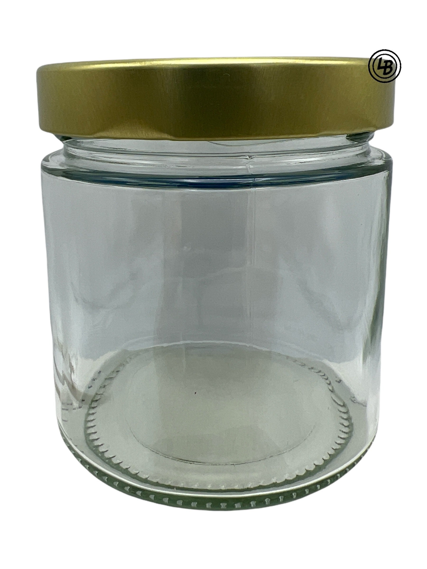 Glas 415 ml med 82mm guldlock