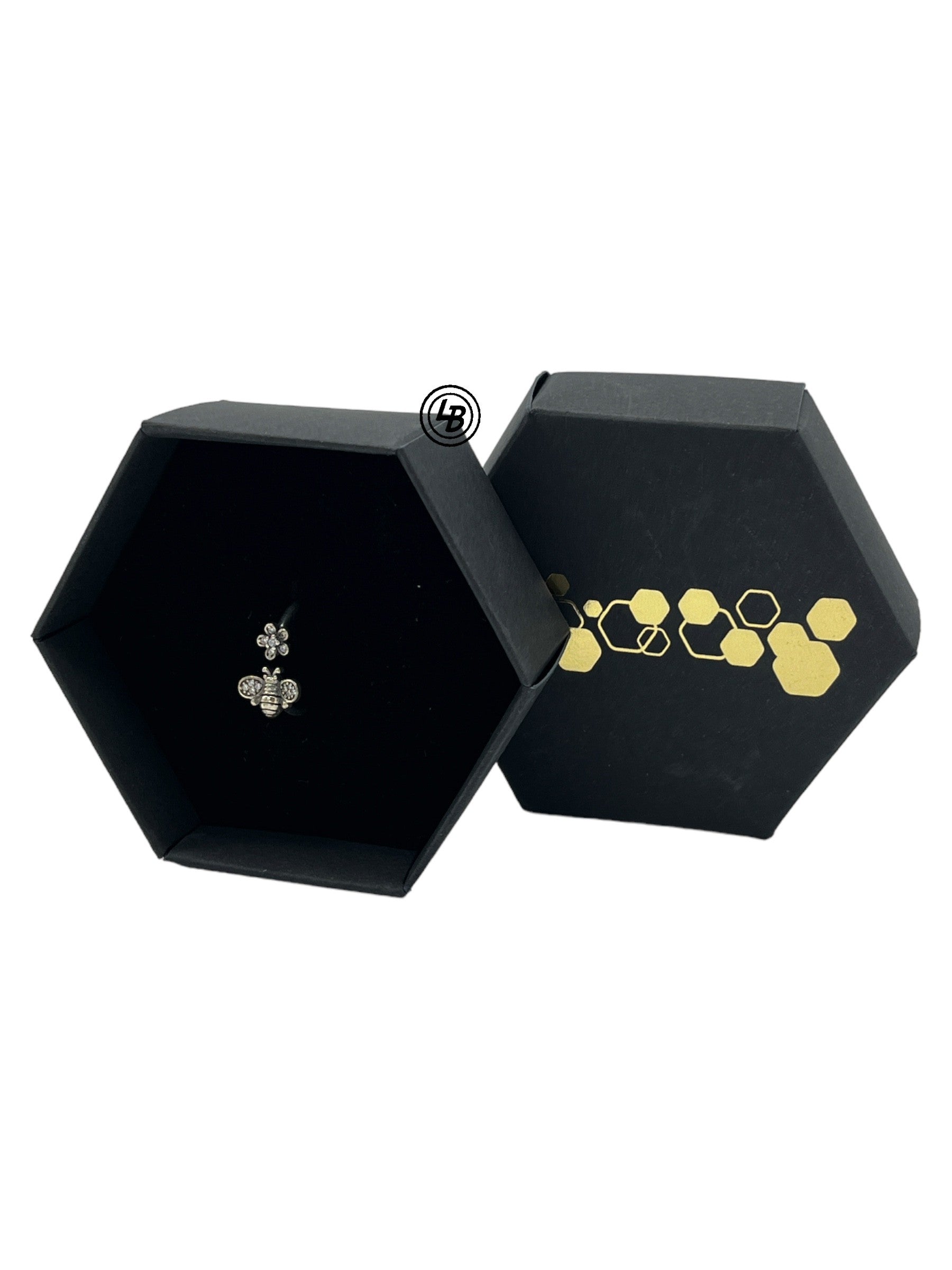 Ring bi med blomma silver