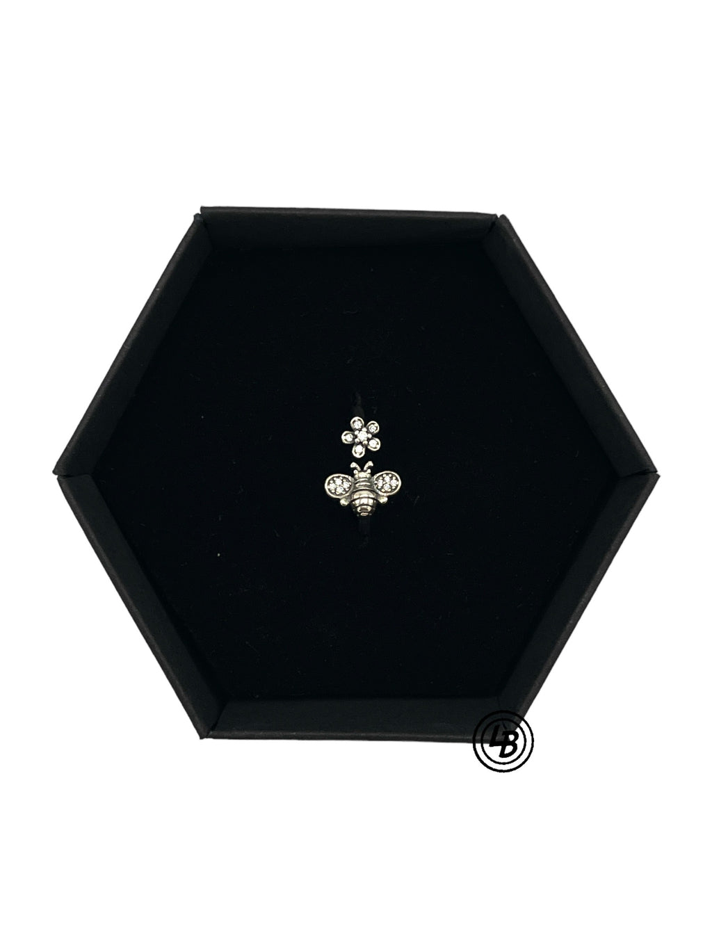 Ring bi med blomma silver