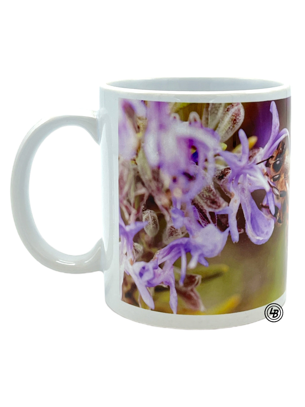 Mugg "Bi på lila vit blomma"