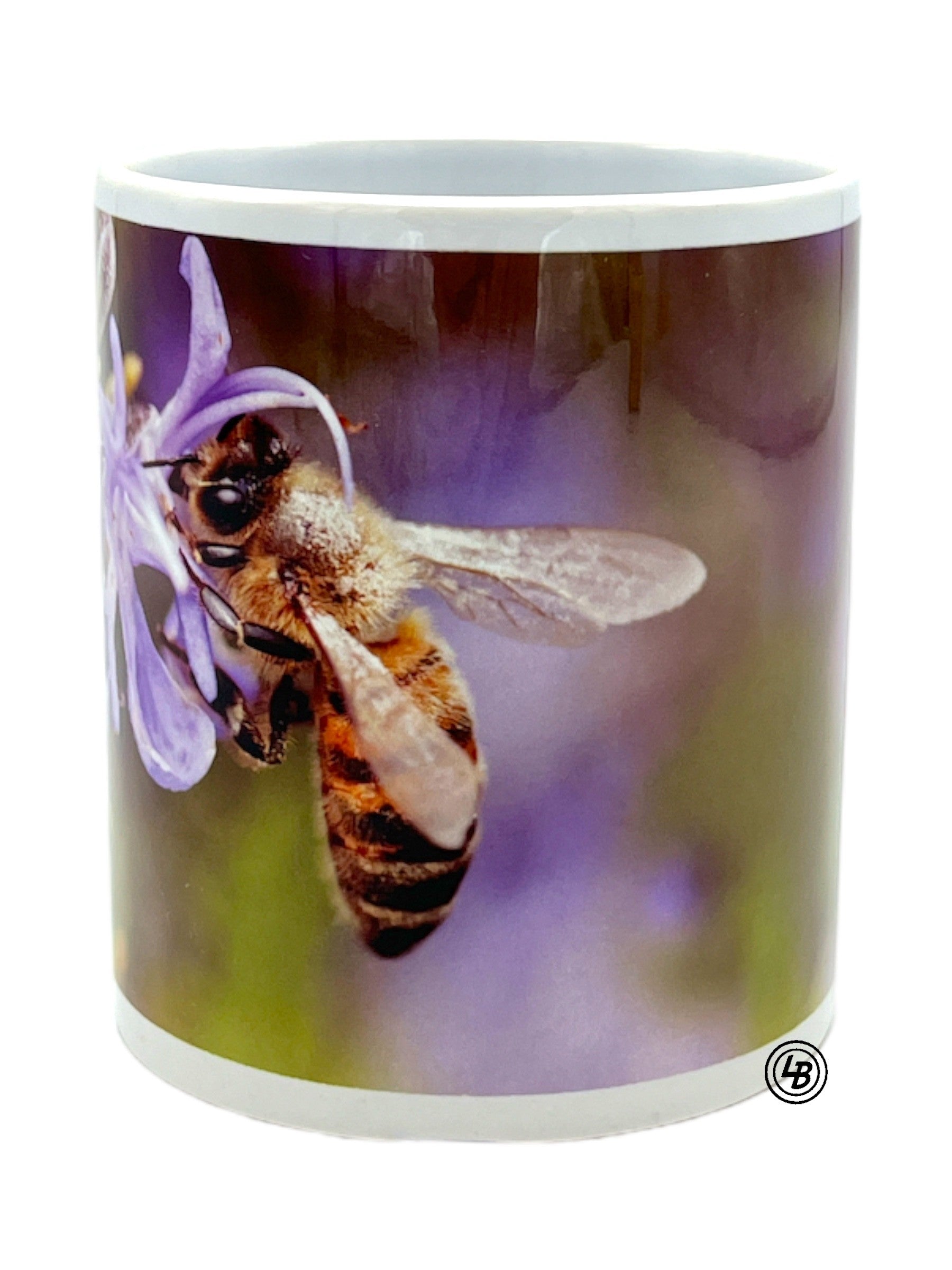 Mugg "Bi på lila vit blomma"