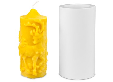 Gjutform cylinder med ren och jultomtemotiv 15 x 6 cm