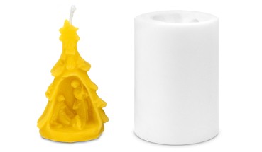 Gjutform julgran med krubba 8 x 4 cm