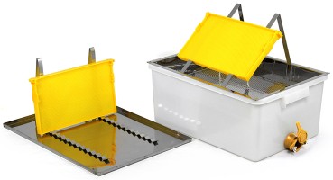 Avtäckningstråg med kran
