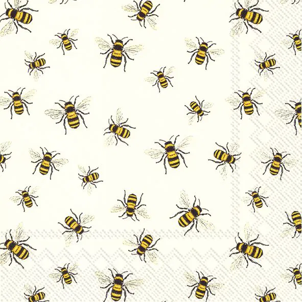 Vita lunchservetter - Lovely Bees