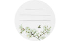 Rund etikett vit blomma 15st/ark