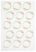 Rund etikett röd/grön blomma 15st/ark