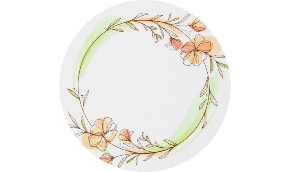 Rund etikett röd/grön blomma 15st/ark