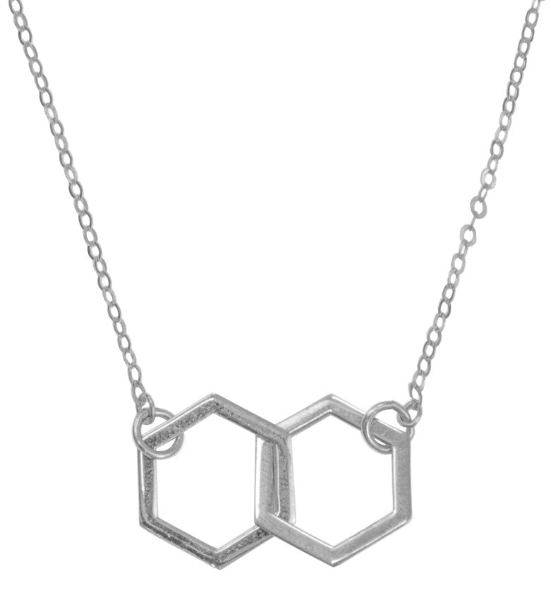 Halsband dubbelhexagon silver