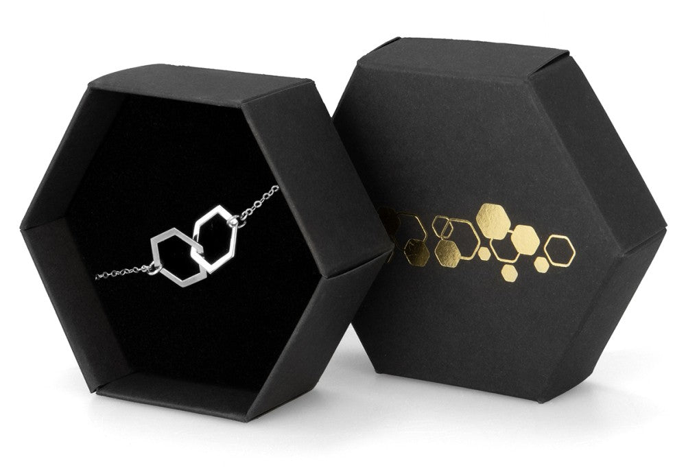 Halsband dubbelhexagon silver