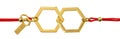 Armband dubbelhexagon guld med rött band