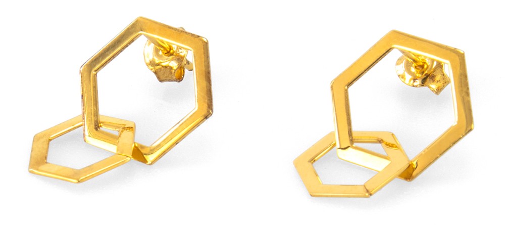Örhänge dubbelhexagon guld