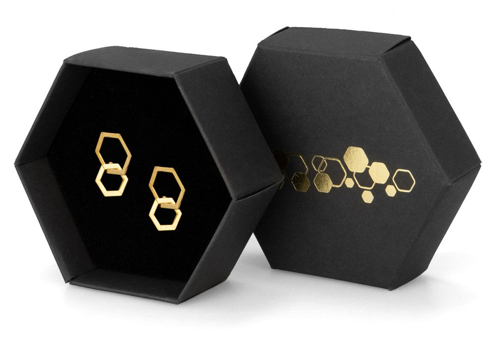 Örhänge dubbelhexagon guld