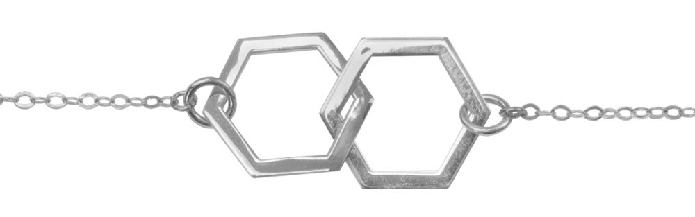 Armband dubbelhexagon silver