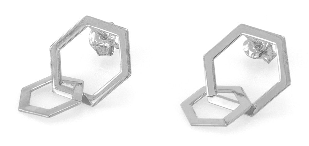 Örhängen dubbelhexagon silver