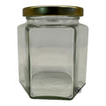 Glas 6-kant 500gr/390ml 16st med lock 70mm