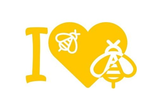 Klistermärke "I LOVE BEE" gult