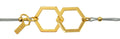 Armband dubbelhexagon guld med grått band